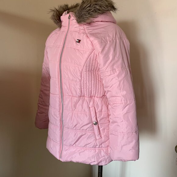 TOMMY HILFIGER PINK HOODED PARKA JACKET SIZE L 14/16 100% POLYESTER - Picture 4 of 14